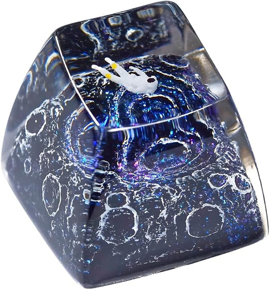 Blue Astronaut Artisan Keycap - 1U ESC, R1 SA Profile Custom Handmade Resin Cherry MX Switch Key Cap Mechanical Keyboard, Cool Tech Gifts for Men, Dad, Father, Gamer, Space Lover