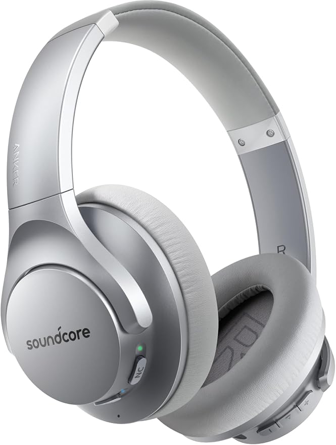 Soundcore Anker Life Q20 Hybrid Active Noise Cancelling Headphones, Wireless Over Ear Bluetooth Headphones, 60H Playtime, Hi-Res Audio, Deep Bass, Memory Foam Ear Cups, Travel, Office, Micro Charging