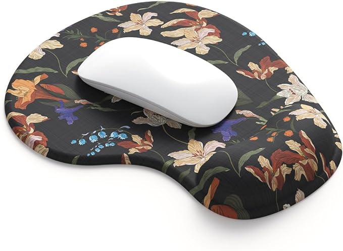 Office Mousepad with Gel Wrist Support - Ergonomic Gaming Desktop Mouse Pad Wrist Rest - Design Gamepad Mat Rubber Base for Laptop Computer -Silicone Non-Slip Special-Textured Surface (14Lily)