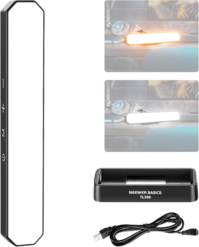 NEEWER Basics LED Chin Fill Lighting CRI95, 6W Bi Color Portable Desk Phone Selfie Photo Light, USB Powered for TikTok Streaming Laptop Video Conference Tripod Recording Travel Makeup, TL30B