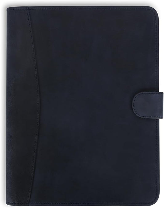 Leather Padfolio Legal Pad Portfolio Organizer | Handmade Executive Notebook Binder | Heavy Duty Full Grain Cow Hide Resume Interview Folio for Men Women, Rustic NoteBook Folder (Blue)