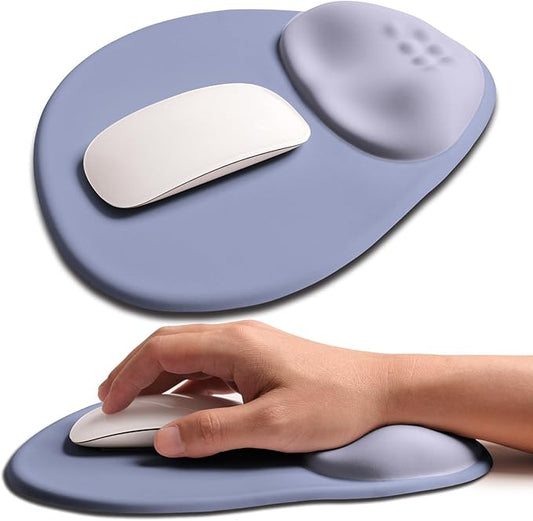 Palm-Rest and Wrist-Hugging Mouse Pad Wrist Rest, Ergonomic Wrist Support with Curve Fitting Cushioned Memory Foam for Carpal Tunnel Pain Relief, 9.9 x 8.3 Inch, Lavender Haze