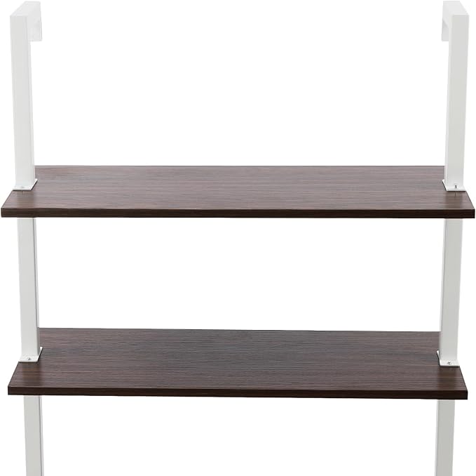 Wall Mount Desk 3 Tiers Wall Table Wall Mount Computer Writing Table Industrial Bookcase Desk Brown and White for Homes Office School