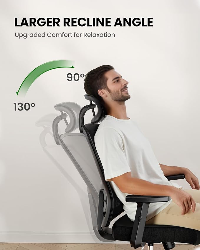 Marsail Ergonomic Office Chair Ergonomic Gaming Chair with Lumbar Support, 2D Headrest, Adjustable Armrests, Contoured Seat Cushion, Computer Desk Chair with Wheels for Home and Office, Pack of 4