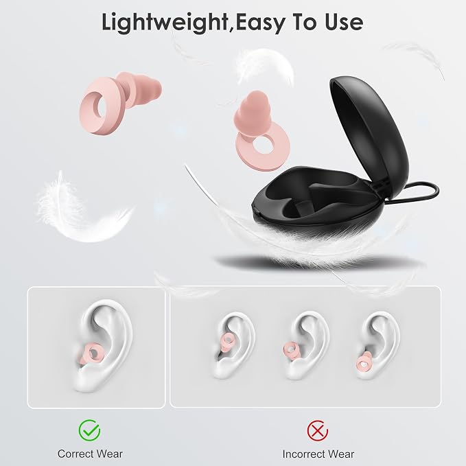 Ear Plugs for Sleeping Noise Reduction, Earplugs for Noise Cancelling with 5 Pair Ear Tips in S/M/L,30-35dB High Fidelity Hearing Protection Ear Plugs for Sleep,Snoring,Focus,Noise Sensitivity