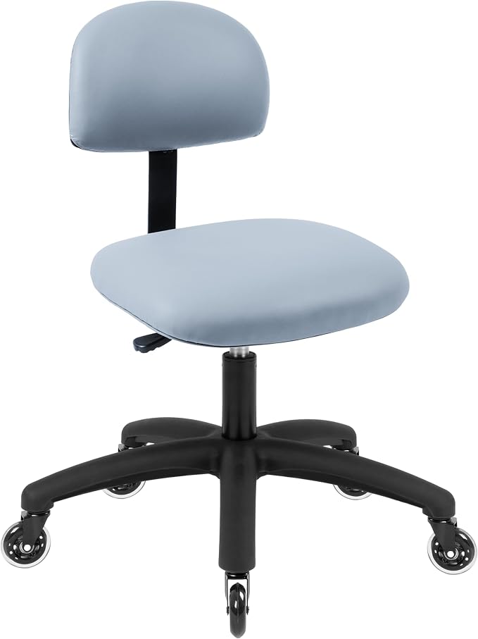 FSS Series Square seat Low (18"-23") seat Height Chair. Vinyl-for Office, Garage, Desk, Shop, Computer, Doctor, Medical, Easy to Clean! NO Footring (Gray, Low, Rubber Roller Casters)
