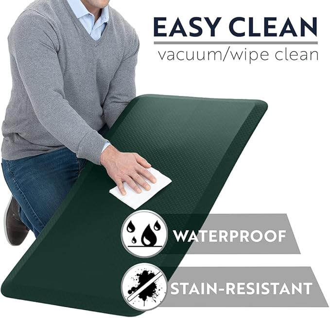 KANGAROO Anti Fatigue Mats for Kitchen Floor, 39x20, Reduce Foot, Knee Pressure, 3/4 Inch Thick Cushioned Ergonomic Mat, Waterproof Comfort Rug for Under Sinks, Standing Desk, Stores, Hunter Green