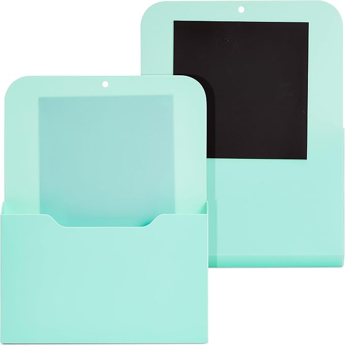 Okuna Outpost Magnetic File Holder - Space-Saving Wall File Organizer - Refrigerator & Cabinet Mail Organizer - Whiteboard Magnetic Folder Holder - Mint - 10 x 13 in - Pack of 2