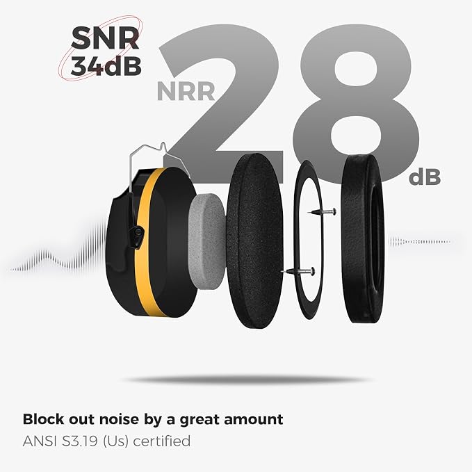 ProCase NRR 28dB Noise Reduction Ear Muffs, Foldable Adjustable Passive Noise Cancelling Headphones for Adults Kids Autism, Hearing Protection for Shooting, Construction, Mowing, Studying -Orange