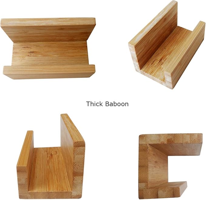 Enyuwlcm Bamboo Wooden Pen Holder Cup and Desk Business Card Holder Stand for Office Home School 2 Packs