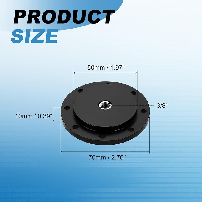 PATIKIL 3/8" Thread Tripod Adapter Holder 50mm Dia, Aluminum Alloy Flange Wall Mount Tripod Mount Plate with 1/4" Adapter Screws for Monitor Light Flash DSLR Camera