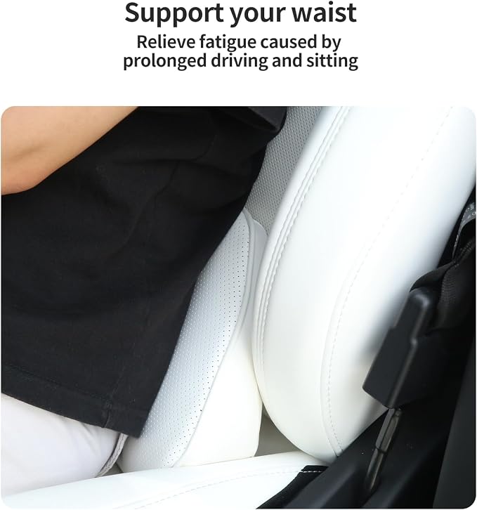 Lumbar Support Pillow for Car Seat, Office Chair, White, 1PC | Leather Lumbar Pillow Memory Foam Lower Back Cushion for Back Pain Relief Improve Posture, Ergonomic Back Rest Gaming Chair