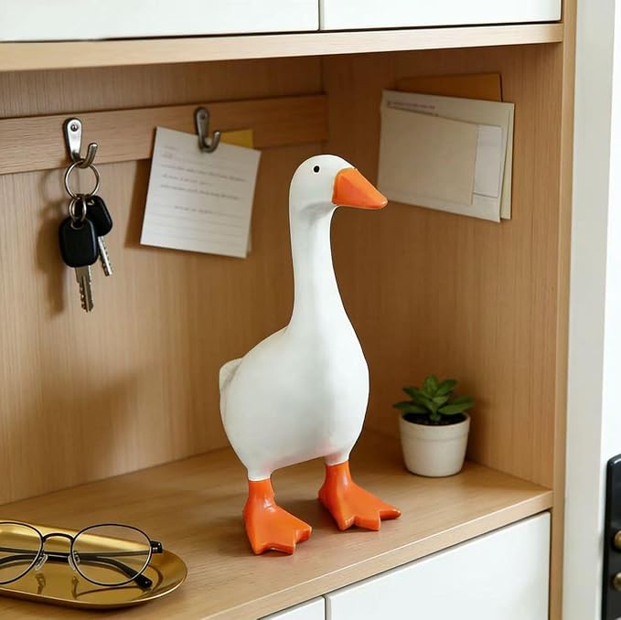 Desk Goose 7 Inches Mini Office Desktop Goose Magnetic Key Holder | 7 inch resin goose decor for office or home.Magnetic beak can hold a couple of keys.Gift for friends and family.