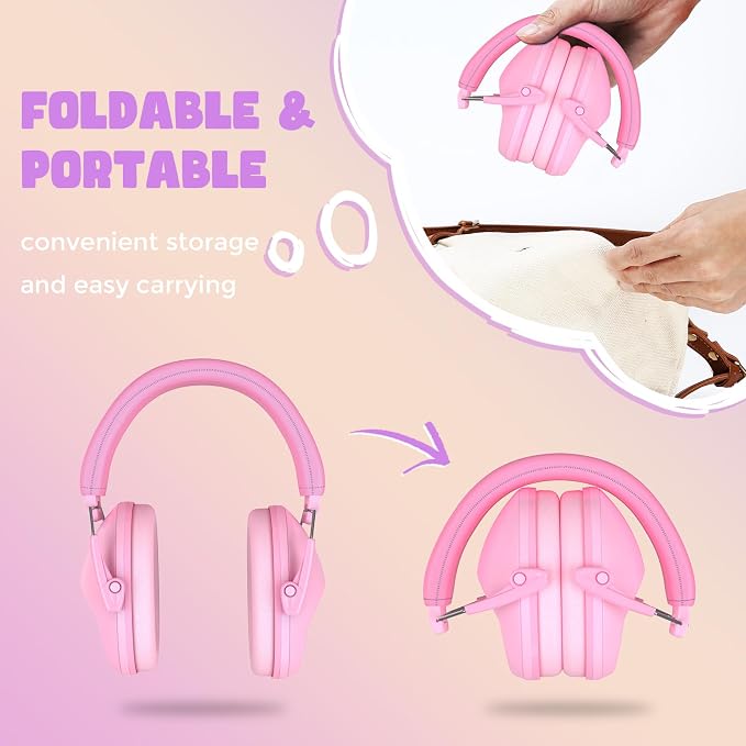 ProCase Kids Noise Cancelling Headphones, Kids Ear Protection Monster Jam Truck, Fireworks Hearing Protection Noise Reduction, Noise Canceling Earmuffs for Sensory Autism Toddler Children -LightPink