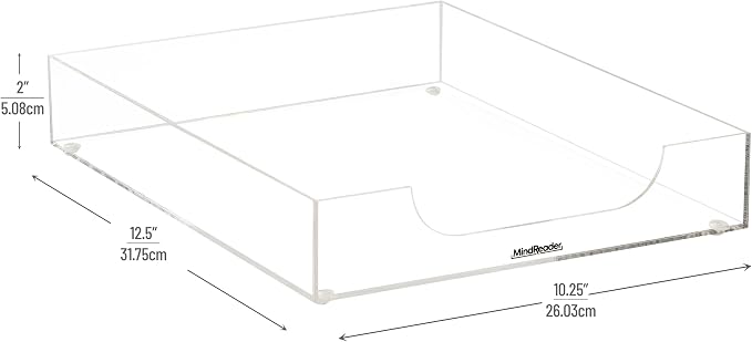 Mind Reader Paper Tray, Desktop Organizer, File Storage, Modern, Office, Acrylic, Clear