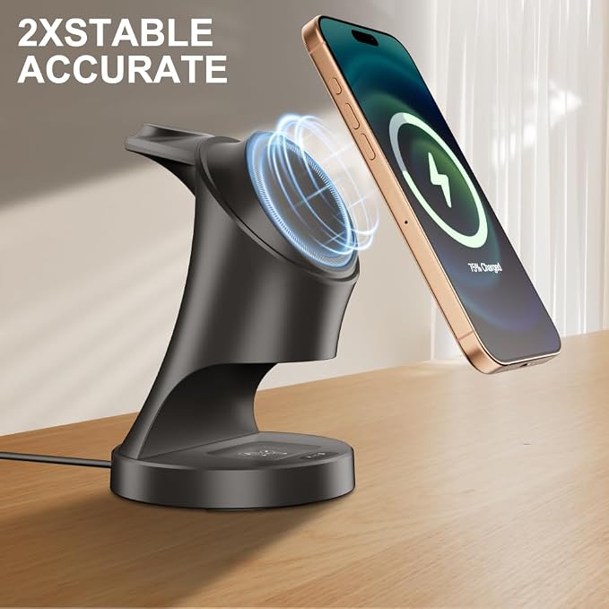 3 in 1 Wireless Charging Station for Apple Devices,Magsafe Charger for IPhone17 16 15 14 13 12 Pro/Max/Plus/Mini Wireless Charger Station for AirPods 2/3/4/Pro iWatch Ultra11/10/9/8/7/SE/6/5/4/3/2