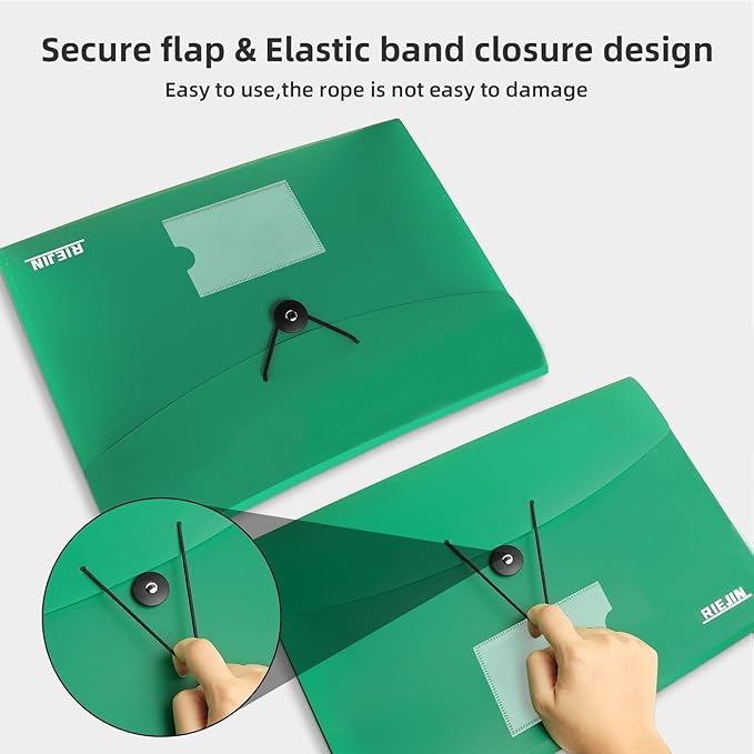 Accordian File Organizer 7 Pocket Expanding File Folder with Labels, Plastic Expandable File Folder for Documents Letter Size A4 Papers - Green