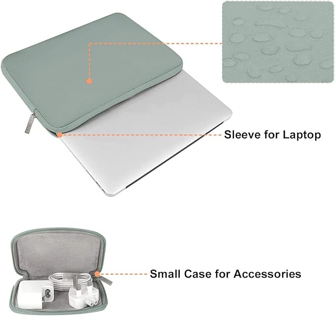 MOSISO Laptop Case 15 inch, 15 inch Laptop Sleeve Bag Compatible with MacBook Air M5 A3448 M4 A3241 M3 A3114 M2 A2941 2026-2023, Dell XPS, Neoprene Computer Sleeve Bag with Small Case, Antique Green