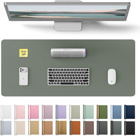 YSAGi Leather Desk Pad Protector, Office Desk Mat, Large Mouse Pad, Non-Slip PU Leather Desk Blotter, Laptop Desk Pad, Waterproof Desk Writing Pad for Home (23.6" x 13.8", Dark Green)