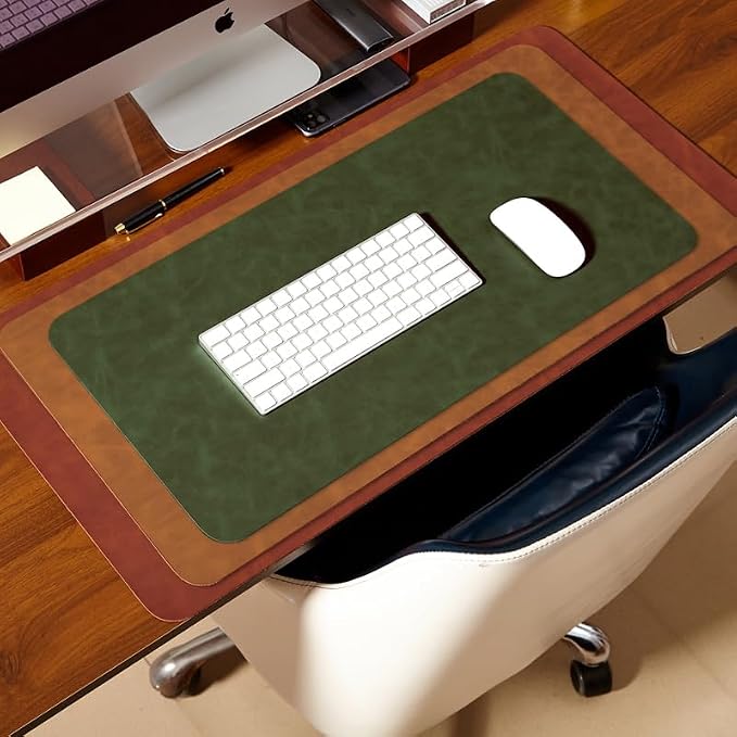 Distressed Leather Desk Mat - Non-Slip PU Desk Pad for Office and Home - Desk Organization and Accessories - Ideal for Large Mouse Pad and Desk Mats on Top of Desks(Sandstone,36"x 17")