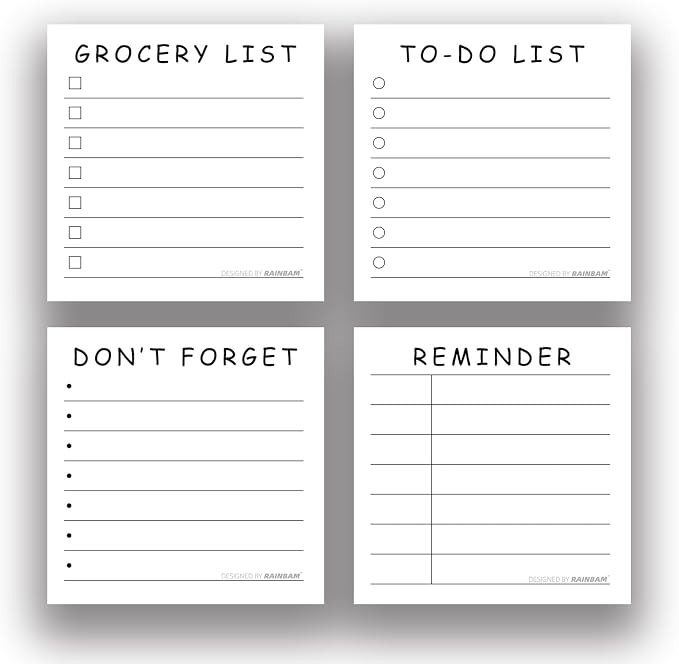 4 Pack/200 Sheets 3x3in Self-Sticking Note Papers Set, High-Adhesive Productivity Planner Pads for Time Management, Retro Daily Task Notes for Journal Office Home, Bulk Retro Stationery Gift