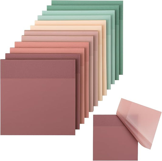 Mr. Pen- Transparent Sticky Notes, 3”x3”, 12 Pads, 600 Sheets, Boho Colors, Bible Journaling Sticky Notes, See Through Sticky Notes, Translucent Sticky Notes, Stocky Notes for Bible Journaling