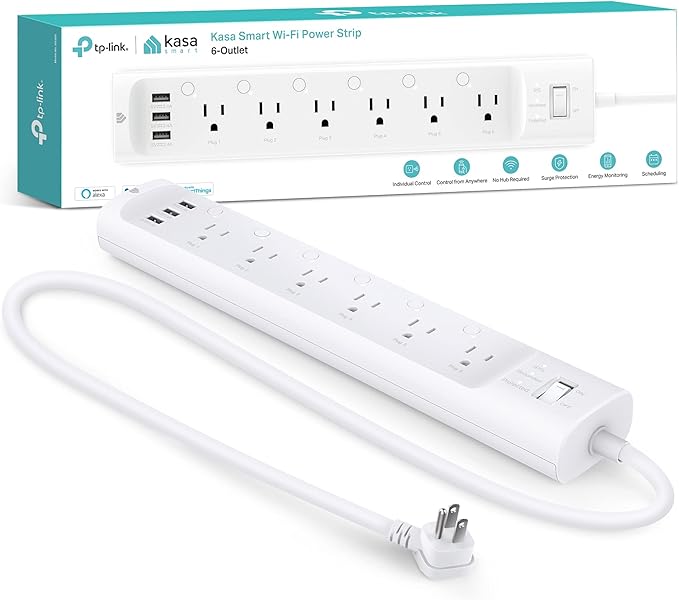 Kasa Smart Plug Power Strip HS300, Surge Protector with 6 Individually Controlled Smart Outlets and 3 USB Ports, Compatible with Alexa & Google Home, No Hub Required, White (Pack of 10)