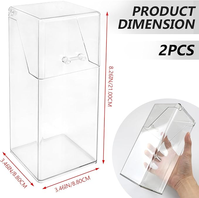 2Pcs Acrylic Makeup Brush Organizer with Lid, Clear Makeup Brush Holders Brush Storage Dust Proof Box Makeup Organizer for Dressing Tables and Vanity
