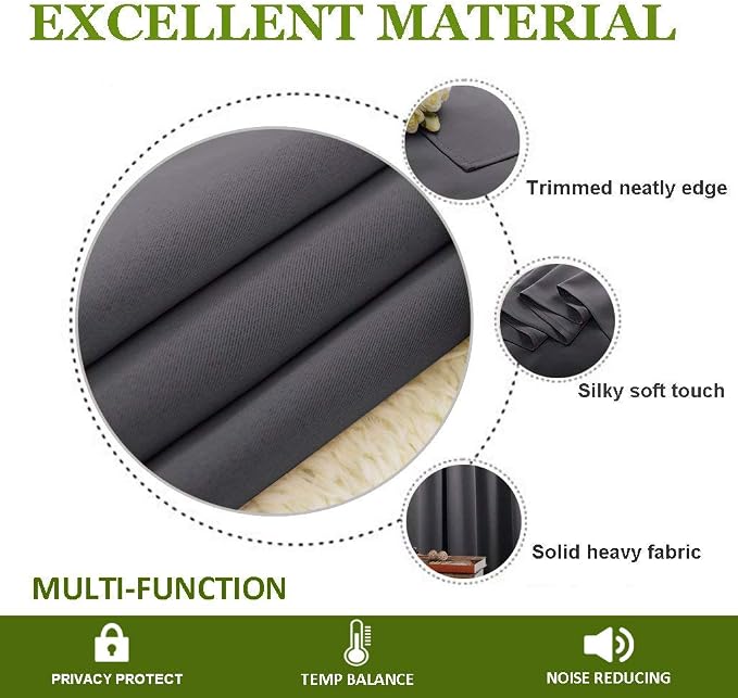 NICETOWN Blackout Curtain Blind for Bedroom Thermal Insulated Grommet Blackout Room Darkening Drape/Drapery (Single Panel, W42 x L72 inches, Grey/Gray)