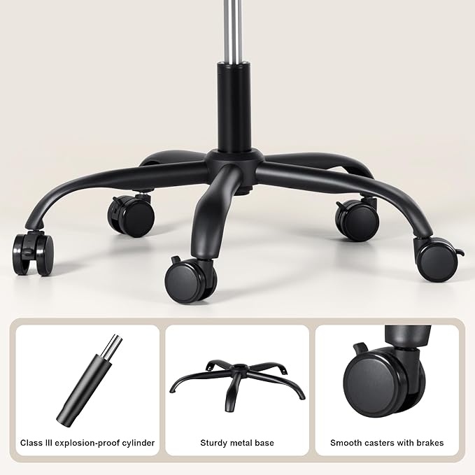 Frassie Mobile Gaming Office Footrest Stool Under Desk Multi-use Height Adjustable Rolling Foot Stool Rest Ottoman (Black)