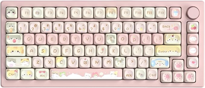 dagaladoo PBT keycap Set,MOA Profile keycaps Cute,Pink keycaps 60% 75% 100%,Dye Sublimation Keyboard caps,134 Key Custom Key caps for Gateron MX Switches Mechanical Keyboard