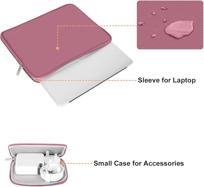 MOSISO Laptop Case 13 inch, 13 inch Laptop Sleeve Bag Compatible with MacBook Neo/Air M5 M4 M3 M2 M1 2026-2018 / Pro M2 M1 2026-2016, Neoprene Computer Sleeve Bag with Small Case, Dusty Rose