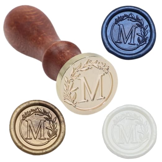 732 Pcs Sealing Wax Stamp Kit with Electric Wax Seal Warmer, Initial Alphabet M Seal Stamp, Assorted Colors Waxseal Beads, Spoon, Pen, Letter Sealingwax Kit (M)
