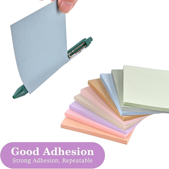Sticky Notes 3”x3”, 12 Colors Vintage Self-Stick Note Aesthetic, 12 Pads, 50 Sheets/Pad Total 600 Sheets, Easy to Post for School Office Desk Accessories Desk Supplies (Vintage Morandi)