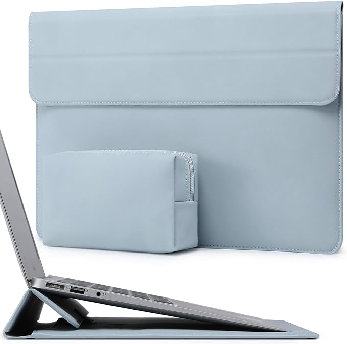HYZUO 15 Inch Laptop Case Bag Sleeve with Stand for MacBook Air 15 M5 M4 A3241 M3 A3114 M2 A2941 2026-2023, 15" Surface Laptop 7/6/5/4/3, MacBook Pro 15 A1990 A1707 2019-2016, Pale Blue