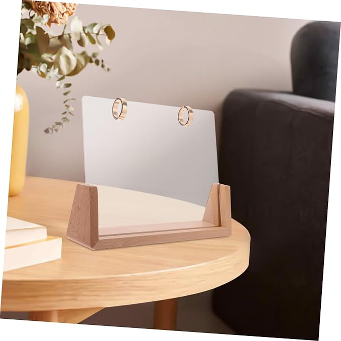 Veemoon 1 Set Sturdy Desk Calendar Holder Base with Acrylic Ring Versatile Flip Calendar Display for Office Home Decor Quick Setup for Photos Notes