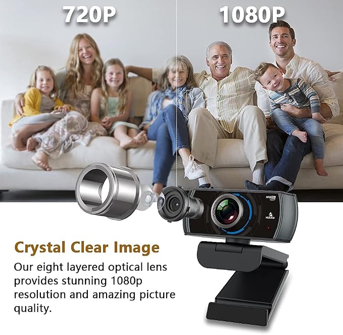 NexiGo 60FPS 1080P Webcam Kits, N980P HD Web Camera with Microphone, 120 Degrees Wide-Angle, Software Control, Lightweight Mini Tripod, Video Conference Lighting Kit, for Zoom/Skype/Teams