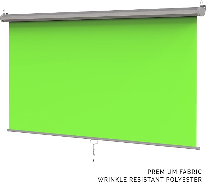 【Wider Style】 KHOMO Gear Green Screen 84 x 84 inch – Extra Large Pull Down Backdrop – Portable Collapsible Roll Down Projector Screen – Green Screen for Video, Streaming, and Photography