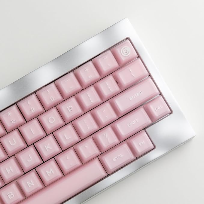 ULTRAEQUIP Keycap Set Pink Jade, 160 Keys RSA Profile PBT Keycaps Double Shot Translucent Custom Set with Split 7U Spacebar for Alice ISO ANSI 60, 75, 80, 95, 100% Mechanical Keyboard