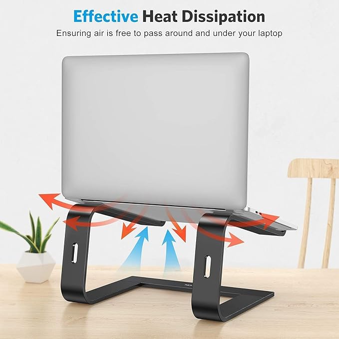 OMOTON Laptop Stand, Detachable Laptop Mount, Aluminum Laptop Holder Stand for Desk, Compatible with MacBook Air/Pro, Dell, HP and All Laptops (11-16 inch), Black