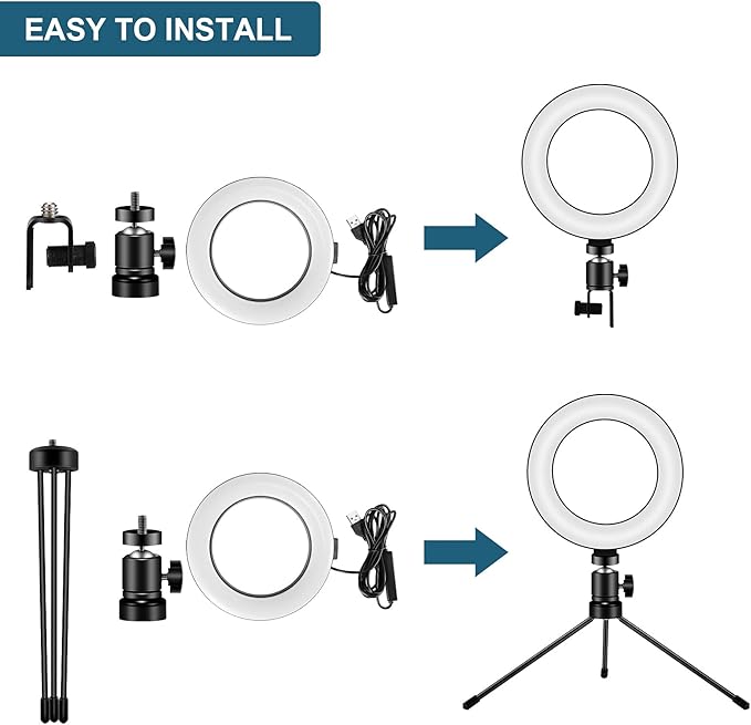 Video Conference Lighting Kit, LED Ring Light for Webcam Lighting, 3 Light Modes & 10 Dimmable Brightness Levels, for Virtual Meeting, Remote Working, Broadcasting, Live Streaming, Makeup