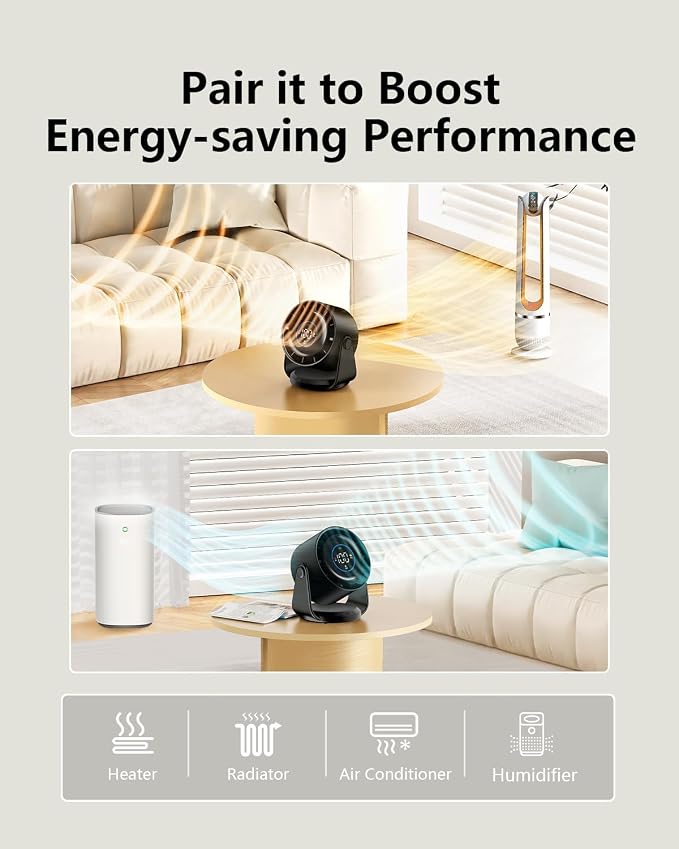Desk Fans, Portable Turbo Fan Ultra Quiet Table Fan Digital Display Rechargeable USB 105°Tilt 100 Speeds Wall-Mounted Design Portable Fans for Home Office Kitchen Travel Camping