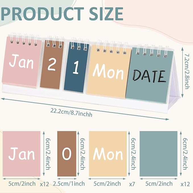 Boho Perpetual Desk Calendar Count Down Flip Calendar Desktop Calendar for Office Classroom Supplies with Day Date Month Display Planner Home Decor Christmas Gift for Women 8.74 x 2.76 Inch