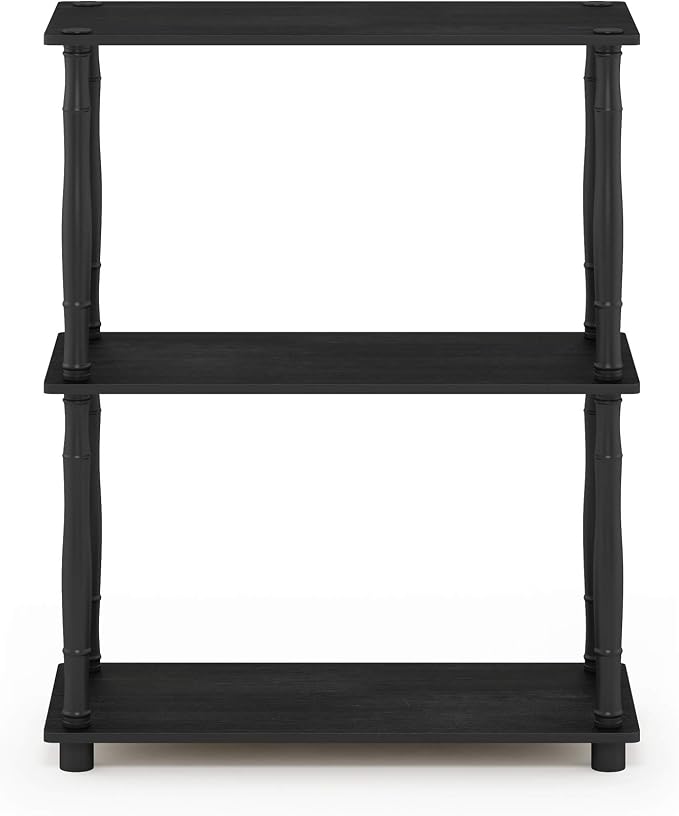 Furinno TURN-N-TUBE Storage Shelves, 3-Tier Book Shelf, Corner Shelf, Toolless Open Shelves, for Organization and Storage, Living Room, Garage, Home Office, Americano