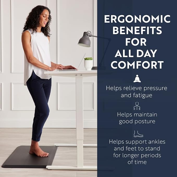 KANGAROO Cushioned Anti Fatigue Mats for Kitchen Floor, Reduce Foot, Knee, Back Pressure, 3/4 Inch Thick Ergonomic Mat, Waterproof Comfort Rug for Under Sink, Standing Desk, Store Floors, 17x24, Black