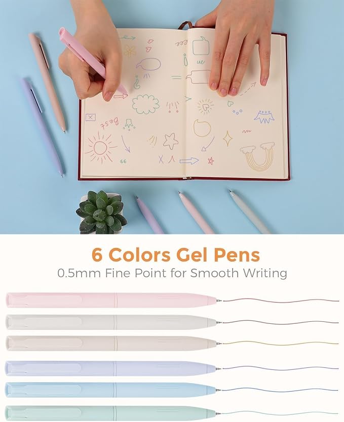 SKYDUE Cute School Supplies Kit, 38 PCS Aesthetic Stationery Set with Large Pencil Case, Pens, Mechanical Pencils, Highlighters & Sticky Notes for School, College Purple