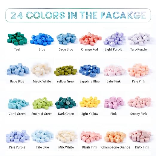 Morandi Assorted Color Seal Beads - 24 Colors for Making Wax Seals, Decor for Envelope Letter Wedding Invitation and Sealing Wine Bottle