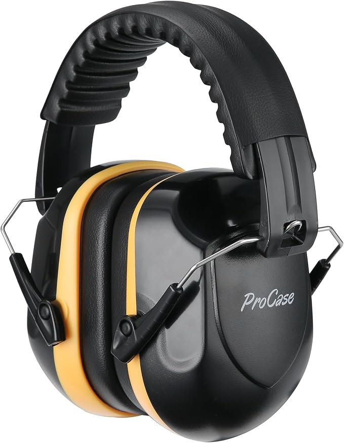 ProCase NRR 28dB Noise Reduction Ear Muffs, Foldable Adjustable Passive Noise Cancelling Headphones for Adults Kids Autism, Hearing Protection for Shooting, Construction, Mowing, Studying -Orange