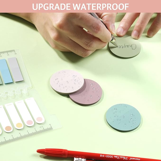 Transparent Sticky Notes, Pastel Round Clear Sticky Note Tabs for Annotating Books,600 Sheets Morandi Translucent Sticky Notes Book Tabs Sticky Tabs Book Markers Office & School Supplies