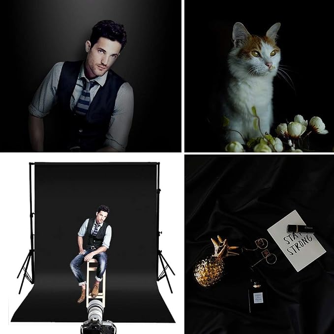 HEMMOTOP Black Backdrop Background, 10x12 ft Black Backdrop Screen for Photography, Seamless White Photography Backdrop Background for Photo Video Studio (Backdrop only)